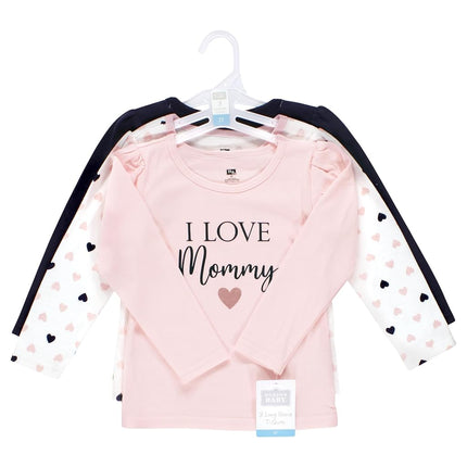 Hudson Baby camisetas de manga larga para bebés, niña, rosa, azul marino, de 6 a 12 meses