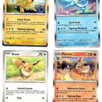 Jolteon Flareon Vaporeon 135/165 - Eevee - Pokemon 151 - Evolution 4 Card Lot - Holo Rare