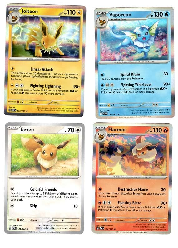 Jolteon Flareon Vaporeon 135/165 - Eevee - Pokemon