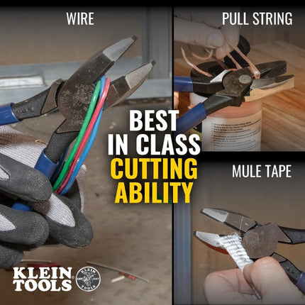Klein Tools D2139NE11055 Pliers Set with Lineman's Side Cutting Pliers and Copper Wire Stripper/Cutter, High-Leverage, 2-Piece