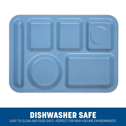 Carlisle 4398192 Left-Hand Heavy Weight 6-Compartment Cafeteria/Fast Food Tray, 10" x 14", Sandshade