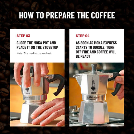 Bialetti - Moka Express Stovetop Espresso Maker, 3 Cups (130 ml) Capacity – Makes Real Italian Coffee – Iconic Moka Pot with Patented Safety Valve, Ergonomic Handle, Aluminium, Silver