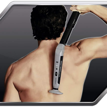 MANGROOMER - PLATINUM PRO Nueva afeitadora de espalda con 3 cabezales flexibles con amortiguación, bisagra de potencia, mango de alcance extremo y estuche de regalo. (Generación 8.0), juego de 4 piezas