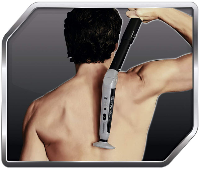 MANGROOMER - PLATINUM PRO Nueva afeitadora de espalda con 3 cabezales flexibles con amortiguación, bisagra de potencia, mango de alcance extremo y estuche de regalo. (Generación 8.0), juego de 4 piezas