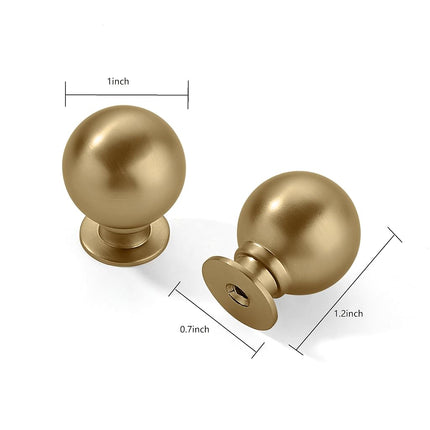 CABDM 15 Pack 1 Inch Vintage Ball Brushed Brass Cabinet Knobs Kitchen Cabinet Hardware Brushed Gold Drawer Knobs Pulls for Drawers.