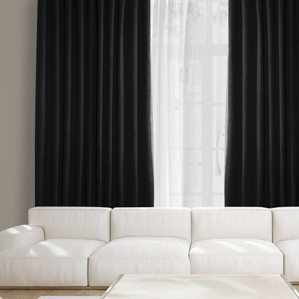 HPD Half Price Drapes Extra Wide Linen Room Darkening Curtain (1 Panel) 100 X 96, BOCH-LN21333-96-DW, Essential Black
