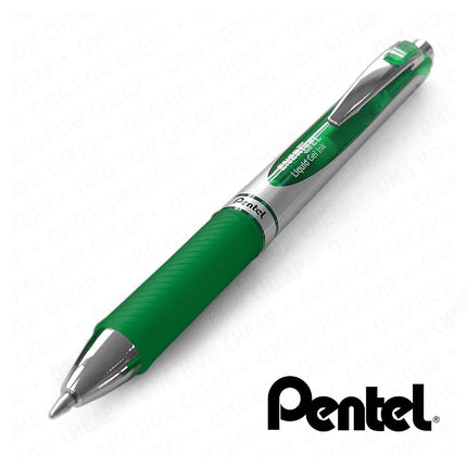 Pentel EnerGel XM BL77 - Retractable Liquid Gel Ink Pen - 0.7mm - 54% Recycled - Green - Pack of 3