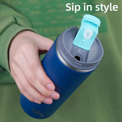 Konokyo Tumbler with Lid, 12 oz Travel Coffee Mug Double Wall Vacuum Stainless Steel Thermal Metal Cup Insulated Water Bottle,Sapphire