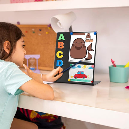 Bekith 2 Pack Magnetic Bulletin Board with Easel Stand, 11 x 9.8 Inch Magnetic Metal Board for Tabletop, Memo Display Board for Home, School, Kitchen, Office, Black