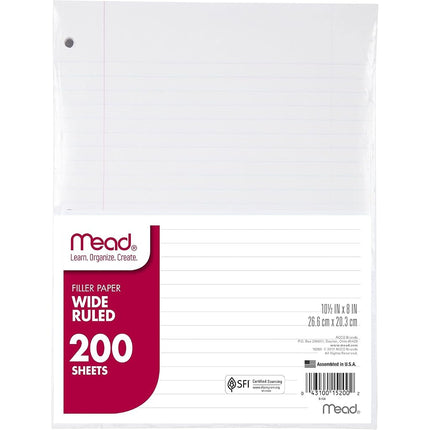 Filler Paper by Mead, Wide Ruled, 200 Sheets (15200)