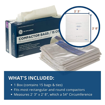 GE WX60X1 Genuine OEM Universal Trash Compactor Bags for GE Trash Compactors