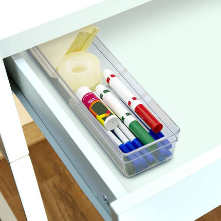 Glad GLD-71058 BIN Pantry, Kitchen Organization and Craft Storage Org W Nonslip Feet Rect Clear 12.9X3X2.2In, Plastic
