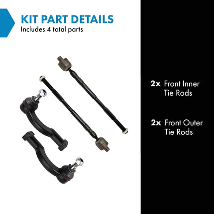 TRQ Front Tie Rod Set Compatible with 2015-2018 Subaru Legacy Outback