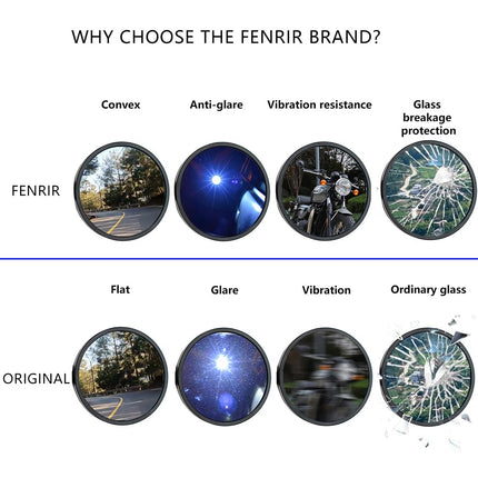FENRIR (No EMARK Version) CNC Forged Aluminum Alloy Motorcycle Round Motorcycle Bar End Mirrors Handlebar Mirror Anti-glare Vibration-reducing design Curved lenses For Sport Street Cruiser Scooter