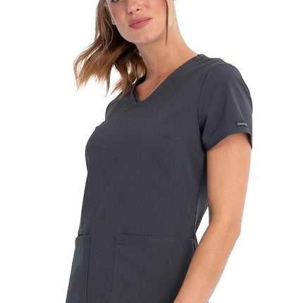 Cherokee Women's V-Neck Top Medical Scrubs Shirt, Pewter, XL