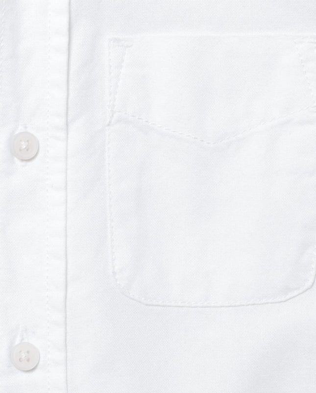 The Children's Place Boys Short Sleeve Oxford Shirt, White, Large