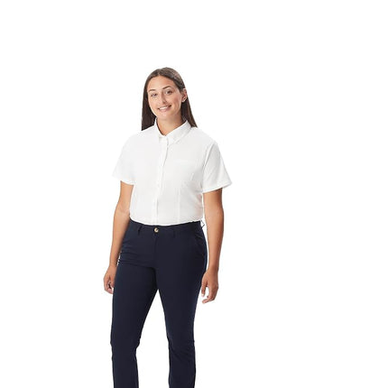 French Toast Women's Short Sleeve Oxford Shirt, White, X-Large