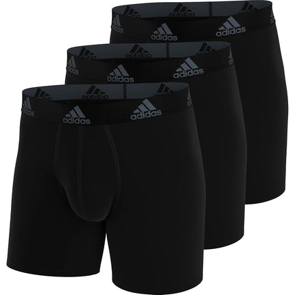 adidas Men's Performance Stretch Cotton Boxer Briefs 3-Pack, Soft Underwear, Superior Comfort, Black/Onix Grey, XXL Plus Tall
