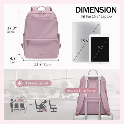 GOLF SUPAGS Laptop Backpack for Women Slim Computer Bag Work Travel College Backpack Purse Fits 15.6 Inch Notebook, Pinkish Purple