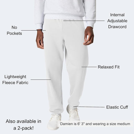 Hanes Pantalon de jogging EcoSmart sans poche pour homme, blanc, taille S, blanc - Lot de 1, taille S