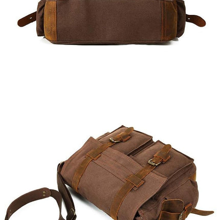 Sechunk Men's Canvas Messenger Bags, coffee, 13.3