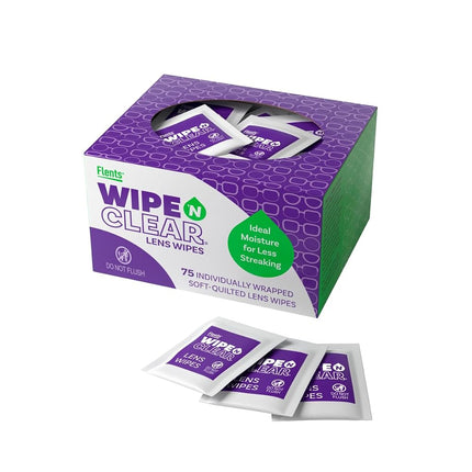Paños para lentes Flents WIPE'N, transparentes, 75 unidades