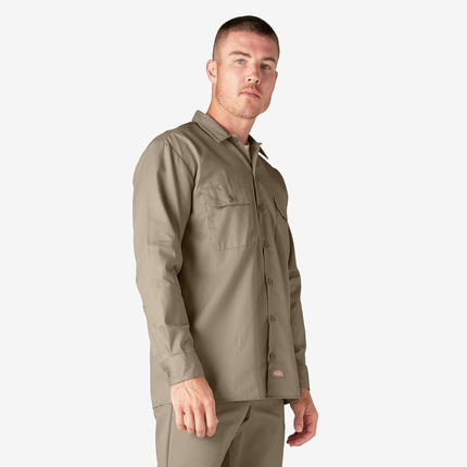 Dickies Mens Long Sleeve Work Shirt, Desert Sand, XX-Large
