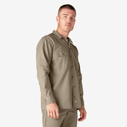 Dickies Mens Long Sleeve Work Shirt, Desert Sand, XX-Large
