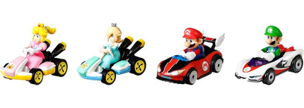 Hot Wheels GXX97 Mario Kart Vehicle 4-Pack, Fan-Favorite Characters Includes 1 Exclusive Model, Collectible Gift for Kids & Fans Ages 3 Years Old & Up, Multicolor, 5.08 cm*3.18 cm*7.62 cm