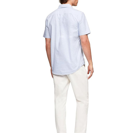 Tommy Hilfiger Long Sleeve Oxford Regular Fit, Men's Button Down Shirts, Also Available in Big and Tall, Cloudy Blue/Check, XXL