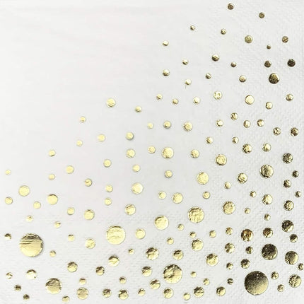 Stylish Gold Cocktail Napkins - 200 Disposable Party Napkins, 3-Ply, 100 White and Gold, 5x5 Inch for Wedding, Shower or Beverage