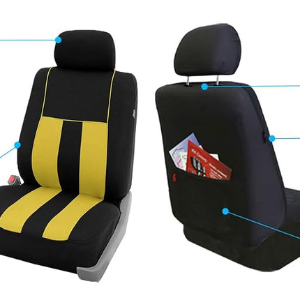 FH GROUP FH-FB036217 Striking Striped Seat Covers Yellow / Black Color - Fit Most Car, Truck, Suv, or Van