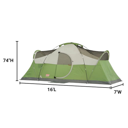 Coleman 8-Person Tent for Camping | Elite Montana Tent with Easy Setup,Green,16 x 7