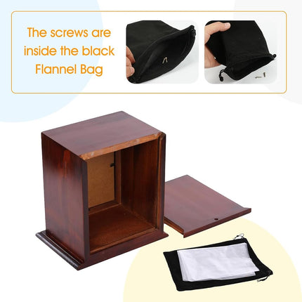 BRKURLEG Dog Urns for Ashes, Wood Pet Urn with Photo Frame, Pets Ashes Box Cremation for Cat Dog, Memorial Box for Dogs, Animal Wood Urn, Suitable for Most Pets