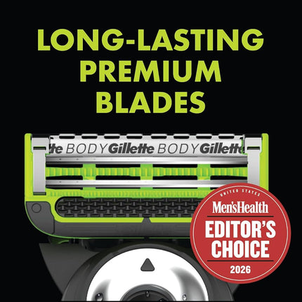 Gillette Labs Body + Intimate Razor For Men, Handle + 1 Blade Refill, Magnetic Shower Hanger