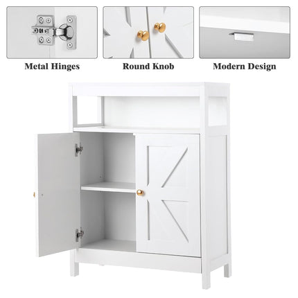 Mueble auxiliar de baño GAOMON de madera con 2 puertas, armario de almacenamiento independiente para cocina/sala de estar/baño, color blanco