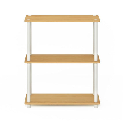 Furinno TURN-N-TUBE Storage Shelves, 3-Tier Book Shelf, Corner Shelf, Toolless Open Shelves, for Organization and Storage, Living Room, Garage, Home Office, Beech