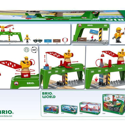 BRIO World Container Crane for Kids Age 3 Years Up - Wooden Railway Train Accessories and Add Ons