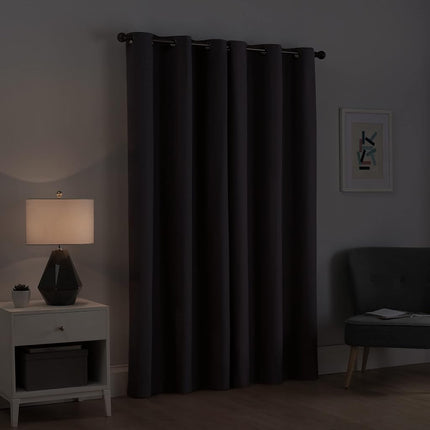 Eclipse Microfiber Total Privacy Blackout Thermal Grommet Window Curtain for Bedroom (1 Panel), 42" x 63", Navy