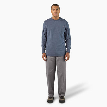 Dickies Men's Long Sleeve Heavyweight Crew Neck, Dark Denim Heather, Medium