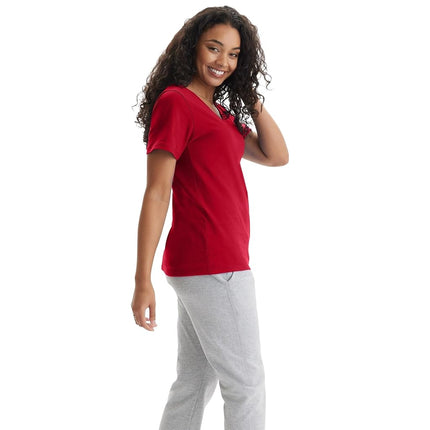 Hanes Perfect-T V-Neck T-Shirt, Cotton Short Sleeve Tee for Women, 1 or 2 Pack, Deep Red - 1 Pack, 3XL