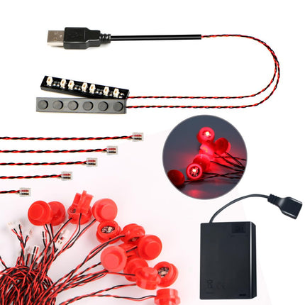 TEDDOO 14PCS LED Lights 1X1 Circular Dot Compatible with Lego Building City Model Set Block Accessories Lighting Kit Toys(Red)