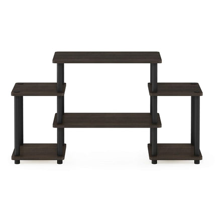 Furinno TURN-N-TUBE TV Stand, Entertainment Center with Open Shelves, TV Console with Raised Top for TV up to 32 Inch, for Living Room, Bedroom, Dark Brown