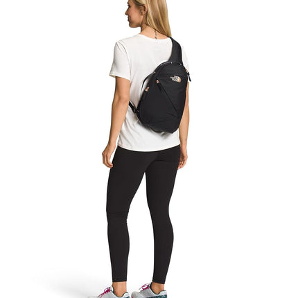 THE NORTH FACE Women's Isabella Sling - PFAS Free, Tnf Black Light Heather/Burnt Coral Metallic-npf, One Size, Isabella Sling | Slim Carry Crossbody Bag With Large Main Compartment, Water-repellent
