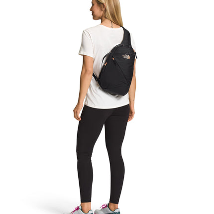 THE NORTH FACE Bandolera Isabella para Mujer - Sin PFAS, Tnf Black Light Heather/Burnt Coral Metallic-npf, Talla Única, Bandolera Isabella | Bolso Bandolera Fino con Compartimento Principal Grande, Resistente al Agua