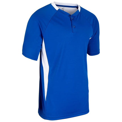 Camiseta de béisbol/softbol CHAMPRO Clean Up con 2 botones, talla L de adulto, color azul rey y blanco