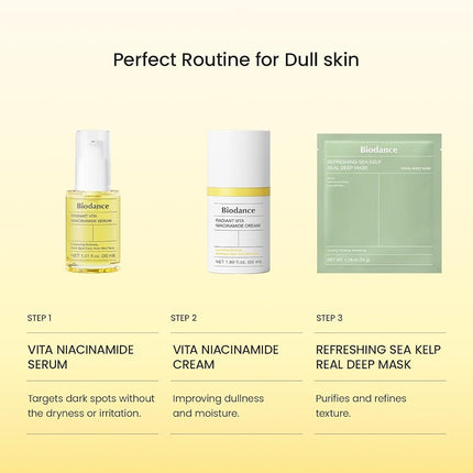 BIODANCE Radiant Vita Niacinamide Cream, Brightening, Dark Spot Correcting Facial Moisturizer, Korean Skin Care | Gifts for women | 1.69 fl.oz, 50ml