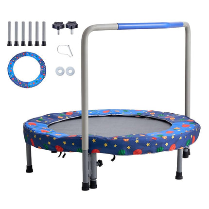 VEVOR 36" Kids Trampoline, 3FT Indoor Outdoor Trampoline, Foldable Mini Trampoline with Handle, Rebounder Trampoline for Toddlers, Birthday Choice for 3+ Years Children, Boys Girls for Fun, Bule