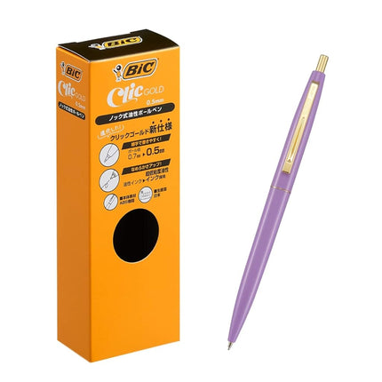Big CFCGLAV05BLKJ Ballpoint Pen, Click Gold, 0.5, Oil-based, Black, Smooth, Lavender Shaft, 12 Pieces