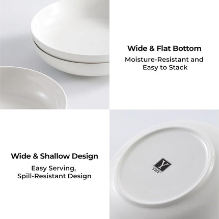 Y YHY 7.8'' Pasta Bowls for Small Portions, 22 Ounce Salad White Bowl Plates Set of 6, Porcelain Dishes for Serving Dinner - Dinnerware Sets Microwave Dishwasher Safe Thanksgiving Day Gift